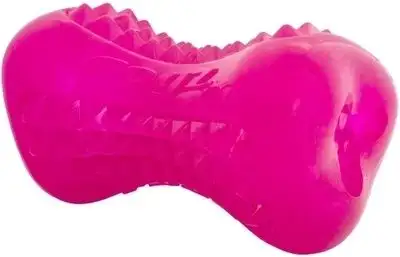 Купить rogz игрушка для собак кость из резины с массажными насечками yumz, розовая