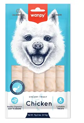 Wanpy Dog крем-лакомство для собак нежное пюре из курицы