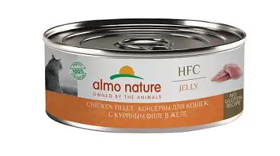 Almo Nature HFC Jelly Chicken Fillet влажный корм для взрослых кошек и котят с 3-х месяцев с куриным филе в желе, в консервах