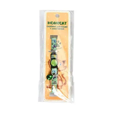 Homecat Динозавры ошейник для кошек с бубенчиком зеленый