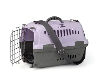 АКЦИЯ ZOOexpress переноска «Турне» для собак и кошек с металлической дверцей, ковриком и ремнем, фиолетовая