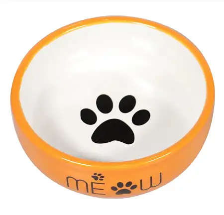 Купить mr.kranch meow миска керамическая для кошек, оранжевая