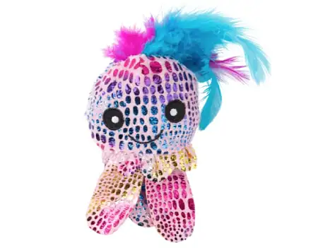 Купить mr.kranch игрушка для кошек Осьминожка плюшевая с кошачьей мятой и перышками розовая