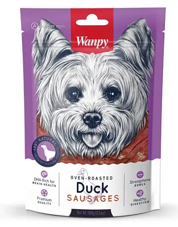 Купить wanpy dog лакомство для собак утиные сосиски