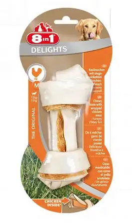 Купить 8in1 delights m лакомство для собак средних и крупных пород косточка с куриным мясом