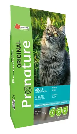 Купить pronature original hairball control Сухой корм для кошек с белой рыбой для вывода шерсти