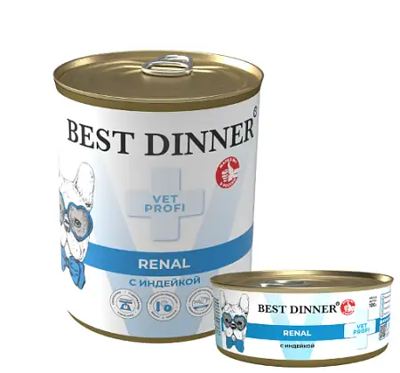 Купить  best dinner vet profi renal консервы для собак с заболеваниями почек с индейкой